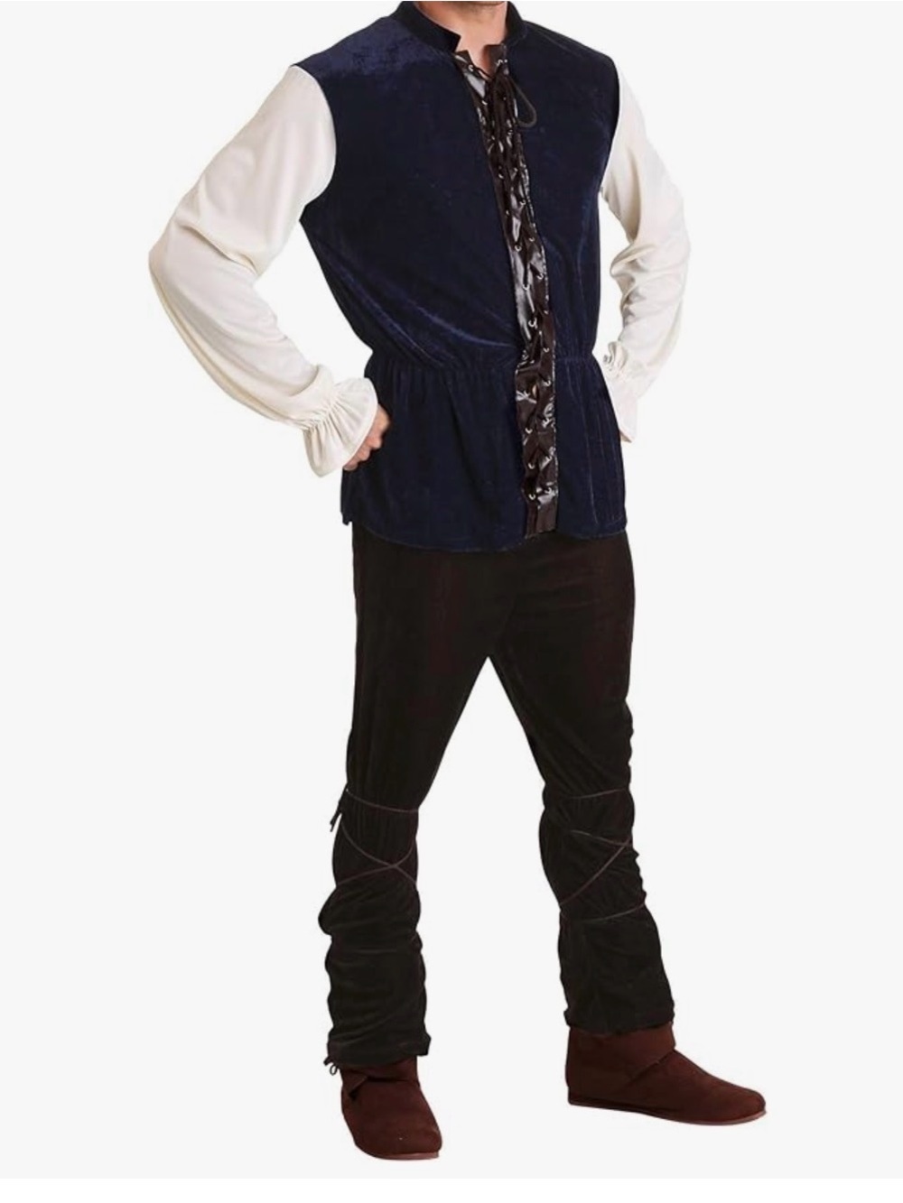 Medieval Renaissance Velvet Doublet Vest in Navy and Cream